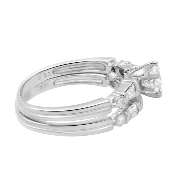 Rachel Koen 1.25Cttw Diamond Engagement Ring Set 14K White Gold Size 8 - Picture 6 of 7